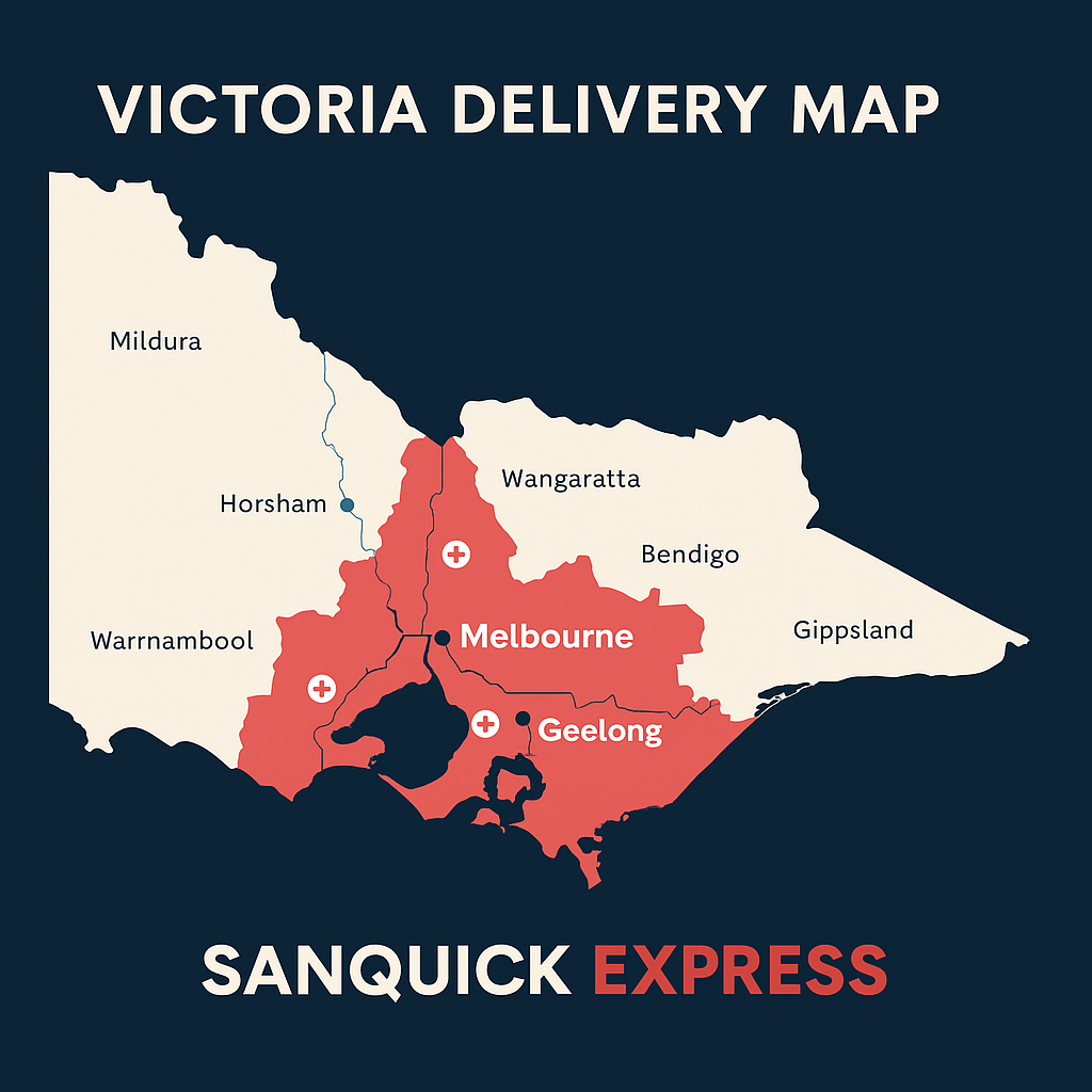 Victoria delivery map